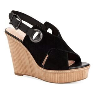 BCBGeneration Womens Black Suede Penelope Platform Wedge Sandals / Size 11